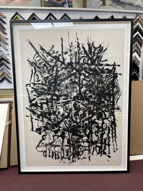Custom framed watercolour painting with neutral mat Ottawa framing