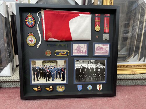 Custom framing project with shadow box for sports memorabilia Ottawa